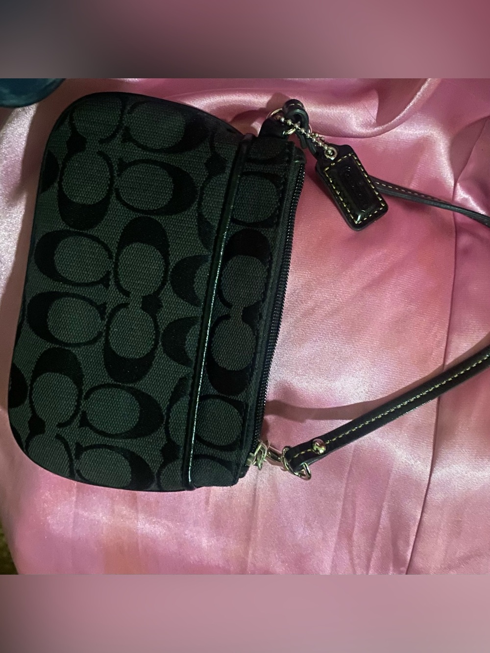 Coach Black Signature Crossbody Wristlet